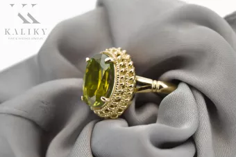 Oro amarillo de 14 quilates Peridoto amarillo Anillo Vintage vrc068y